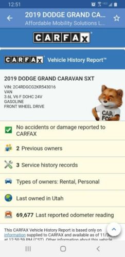 Wheelchair Mobility Handicap 2019 Dodge Grand Caravan SXT 4dr Mini Van image 1