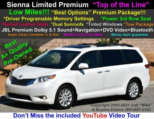 2012 Toyota Sienna Limited Premium 7 Seat Van Blizzard White PearlExtra-Clean!