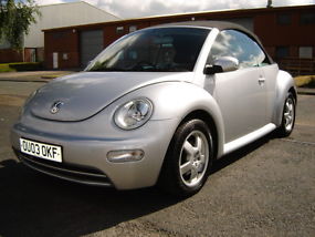 2003 VOLKSWAGEN BEETLE 1.6 CABRIOLET SILVER CONVERTIBLE 71OOO MILES LEATHER TRIM